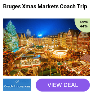 Bruges Christmas market day trip including return coach and ferry travel from your choice of 11 pick up locations with Coach Innovations - save 50%