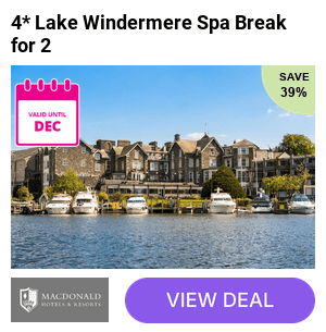 A Lake District stay at Macdonald Old England Hotel & Spa for two with breakfast and leisure access - Enjoy a relaxing escape and indulge in a three-course dinner upgrade - Save up to 49%!