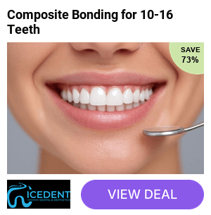 Composite bonding for 10, 12, 14, or 16 teeth at Icedent Dental, Willesden Green - brighten your smile and save 73%