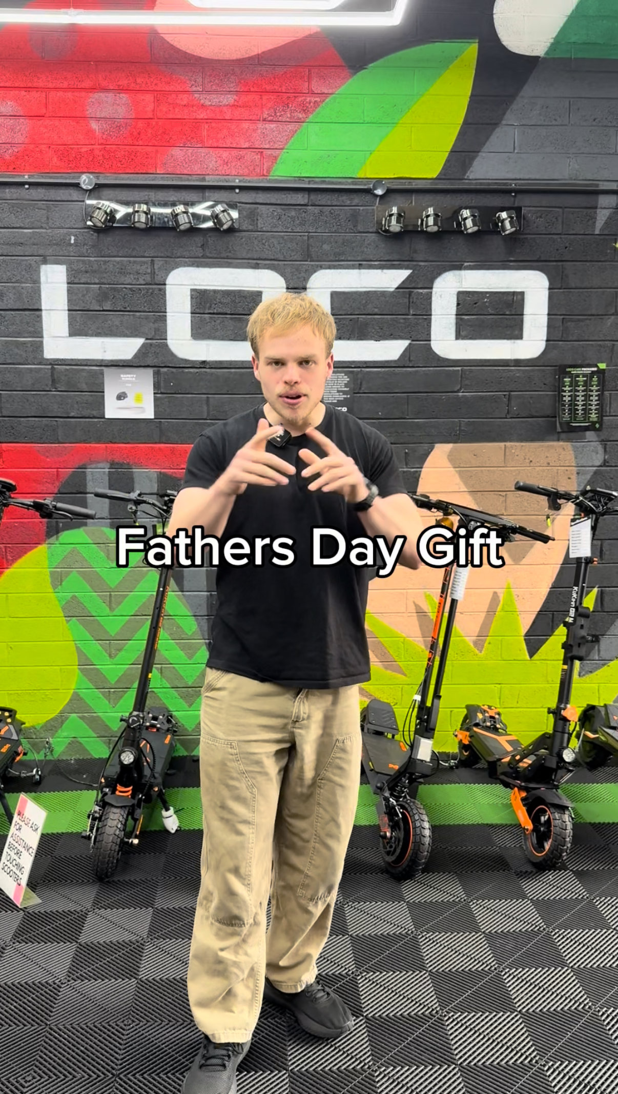 Guy explaining father day gifts
