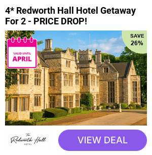 4* Redworth Hall Hotel County Durham: Breakfast, Dinner Allowance & Leisure Access for 2 - Enjoy a luxurious stay with dining and leisure amenities included!