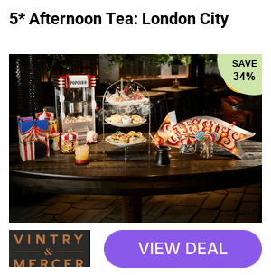 Save up to 34% – Introducing to you a feast of delights! A Circus Themed afternoon tea experience at the luxurious 5* Vintry & Mercer, London City