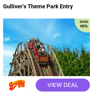 Up to 48% off a packed day out at Gulliver's Theme Parks – enjoy 25+ rides including the Lost World River Tour and Wild Western adventures, plus indoor activities and dining across 4 fantastic UK locations.