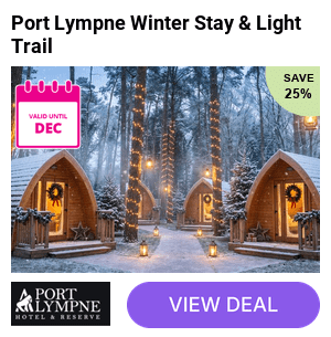 Escape to the enchanting Port Lympne Reserve for an overnight stay in the Elfwood camping pods with admission to Port Lympne Reserve and Howletts Wild Animal Park and access to Port Lympne Illuminated - Save up to 25%