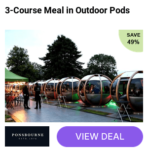 £89.99 instead of £178 for a 3-course Indian meal for two in unique outdoor pods at Ponsbourne, Hertford from Ponsbourne - save 49%