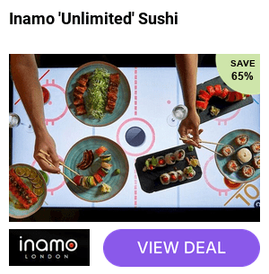 Save up to 68% on an interactive dining experience with 'unlimited' sushi and Asian tapas for one or two people at Inamo, including 'bottomless' fizz - dine at Soho or Covent Garden