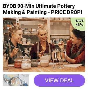 Save up to 49% on a 90-minute BYOB Ultimate Pottery Making & Painting Experience at Token Studio’s. Hands on Pottery workshop for 1 or 2 people in London Bridge!