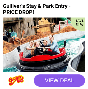 An overnight stay at Gulliver’s World, Warrington with accommodation and theme park entry for up to four or six people - save up to 51%!