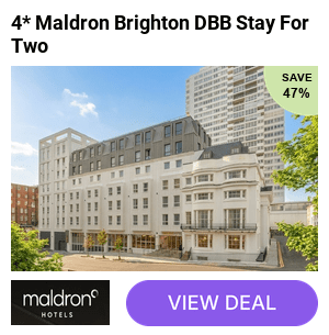 Stay for two at Maldron Hotel Brighton’s city centre location with breakfast, welcome drinks and optinal dinner upgrade – choose either a Deluxe Double or Executive King room and enjoy a modern Brighton hotel escape and save up to 62% 