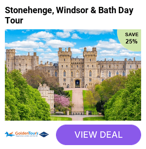 Save 25% and see three iconic UK destinations including Stonehenge, Windsor Castle and Bath on a day-long, guided adventure with Golden Tours - Depart from London