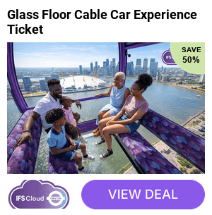 Save 50% - Soar 90 metres above the Thames and take in 360° city views on this thrilling Cloud Cable Car Glass Floor Experience
