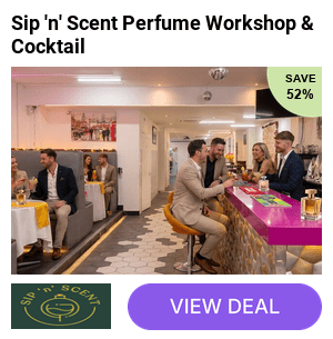 Up to 40% off a hands-on London perfume workshop – sip a complimentary cocktail while crafting your own signature scent and take home a personalised 50ml fragrance.