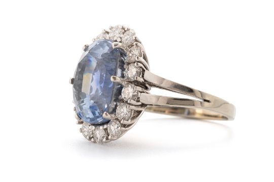 Exquisiter 750 Weißgold Ring mit unerhitztem Sri…