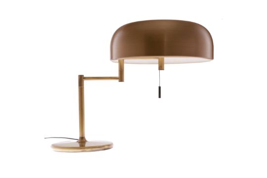 Mid-Century Tischlampe aus brüniertem Messing…