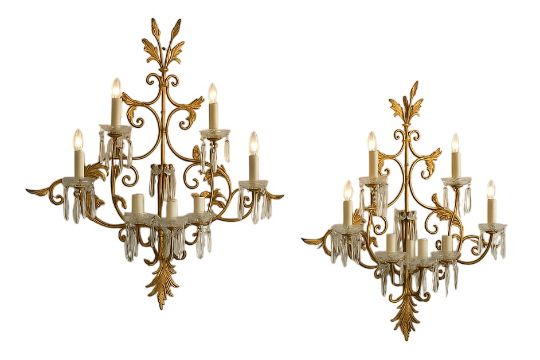 Italienische Wandleuchten aus Metall & Kristallglas…