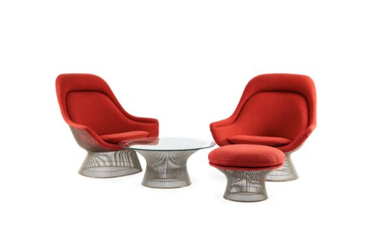 KNOLL INTERNATIONAL Set 4 Sessel mit Couchtisch…