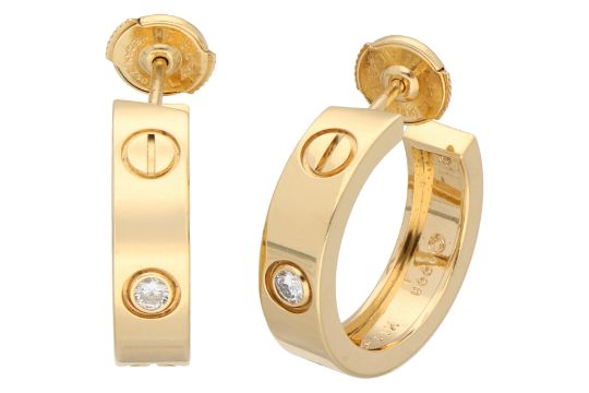 Cartier geelgouden 'Love' earrings with ca. 0.15…