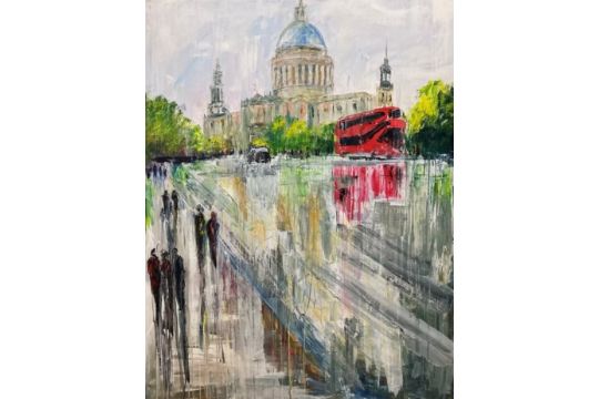 Jane Vaux, Walking to St Pauls, Acrylic, Framed