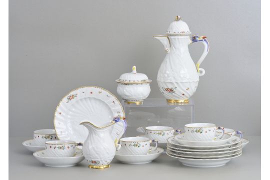 Meissen Kaffeeservice Schwanendessin, 6. Pers.,…