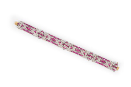 ART DÉCO ARMBAND, 14 KT GELBGOLD UND PLATIN GEMARKT