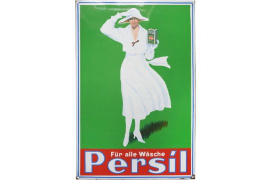 Emailschild Persil 'Weiße Dame', Großformat im…