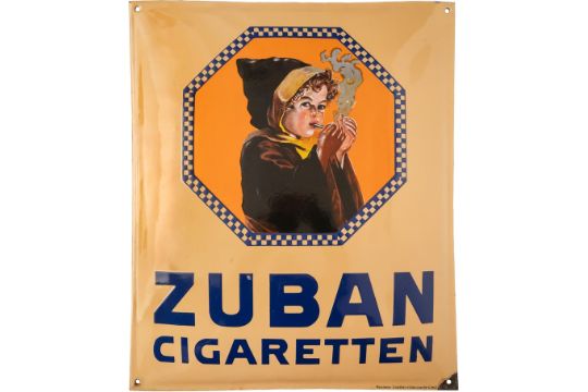Emailschild Zuban Cigaretten, Träger-Sammlung,…