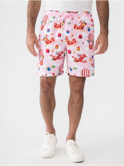 Lowes Event Short Xmas Flying Santa Pink