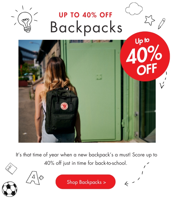Up to 40% off Backpacks
