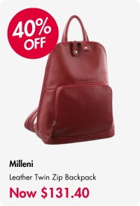 Milleni Anya Women's Leather Twin Zip Backpack Red