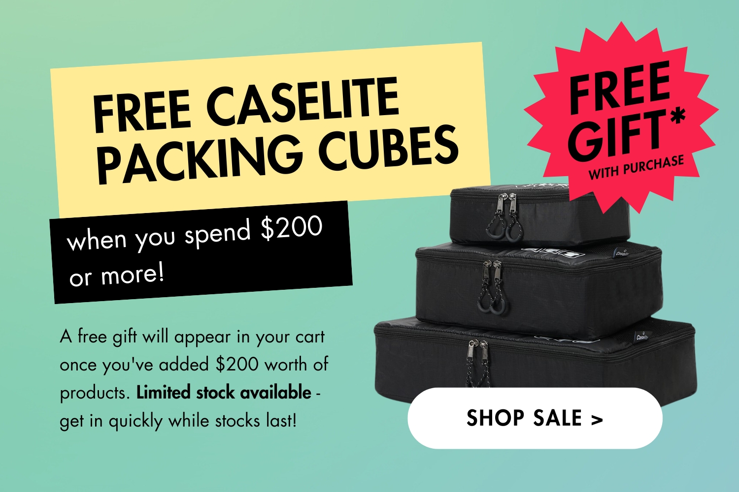 Free Caselite Packing Cubes - Gift with Purchase