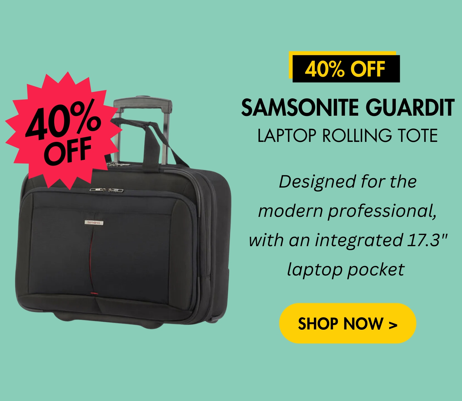 Samsonite Guardit 2.0 17.3" Laptop Rolling Tote- 40% off
