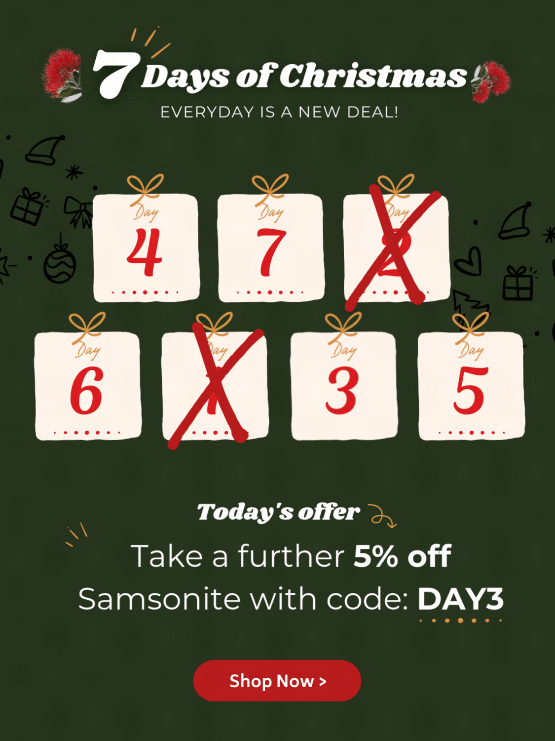 Take a further 5% off Samsonite with code: DAY 3
