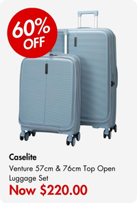 Caselite Venture 57cm & 76cm Top Open Hardside Luggage Set Grey Blue
