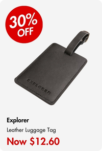 Explorer Leather Luggage Tag Black