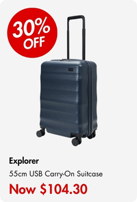 Explorer Luna-Air 55cm Hardside USB Carry-On Suitcase Navy