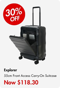 Explorer Luna-Air 55cm Front Access Hardside Carry-On Suitcase Black