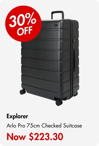 Explorer Arlo Pro 75cm Hardside Expandable Checked Suitcase Black