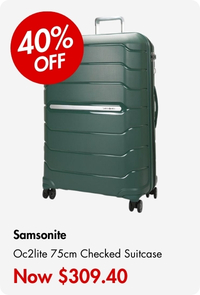 Samsonite Oc2lite 75cm Hardside Checked Suitcase Hunter Green