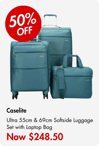 Caselite Ultra 55cm & 69cm Softside Luggage Set with Laptop Bag Teal