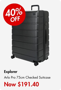 Explorer Arlo Pro 75cm Hardside Expandable Checked Suitcase Black