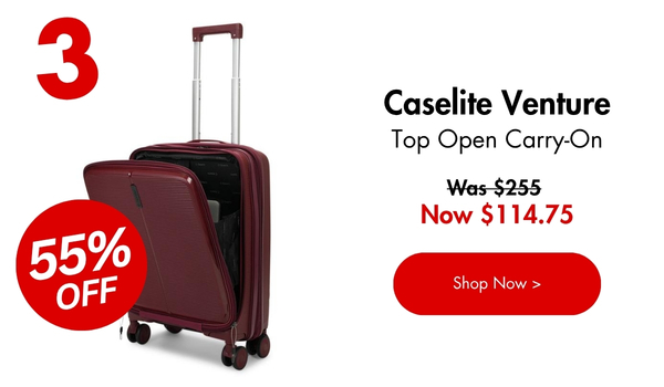 Caselite Venture 57cm Top Open Hardside Carry-On Suitcase Dark Red - 55% off