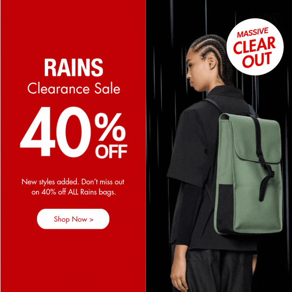 Rains Clearance Sale - 40% off