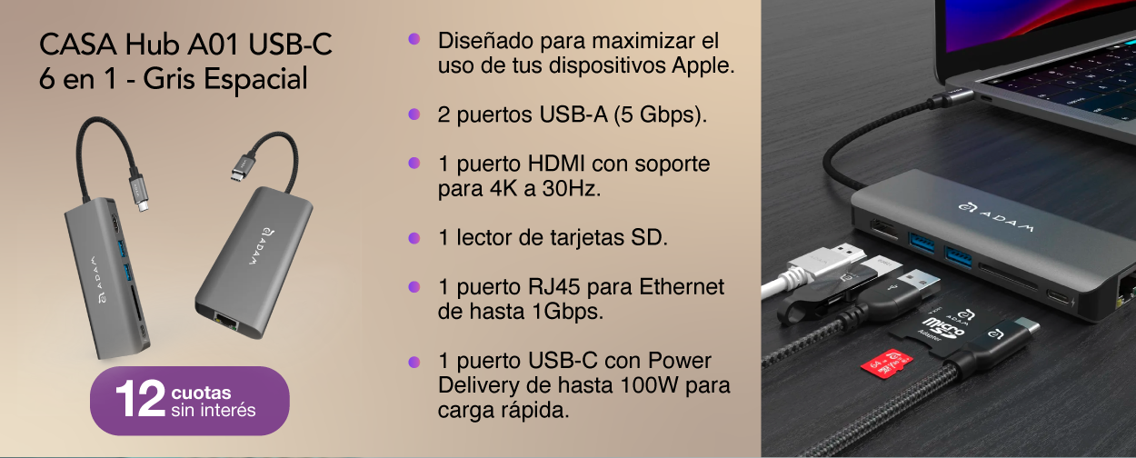 Adam Elements CASA Hub A01 USB-C 6 en 1 - Gris Espacial