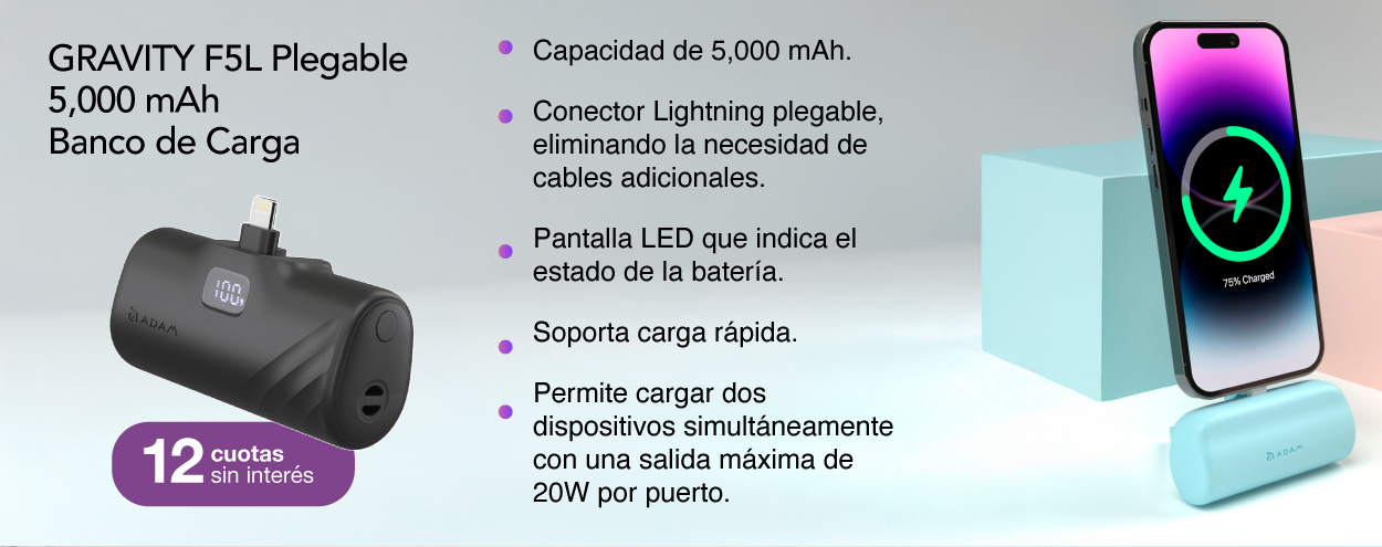 Adam Elements GRAVITY F5L Plegable 5,000 mAh Banco de Carga - Negro