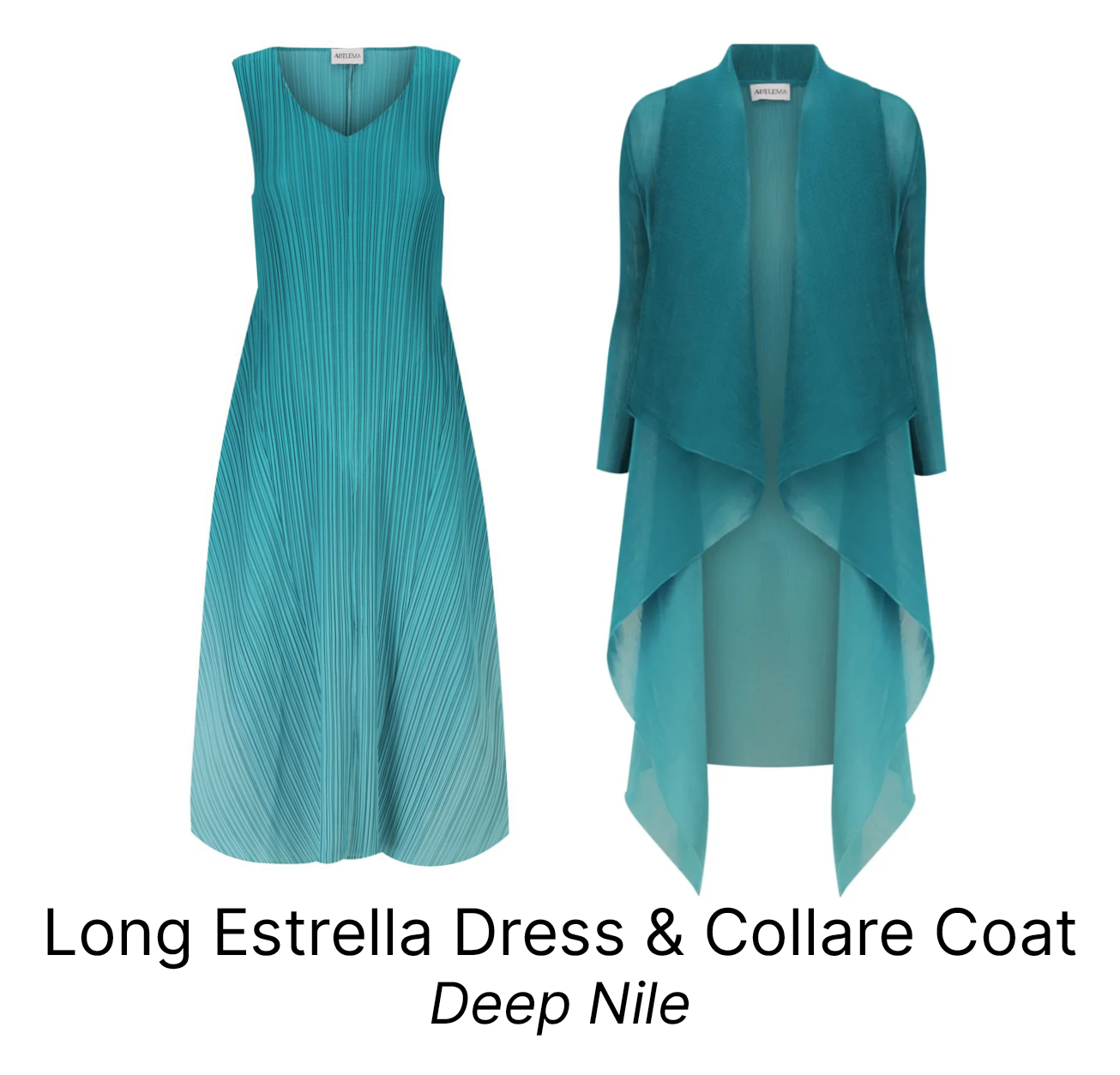 Long Estrella Dress & Collare Coat Deep Nile