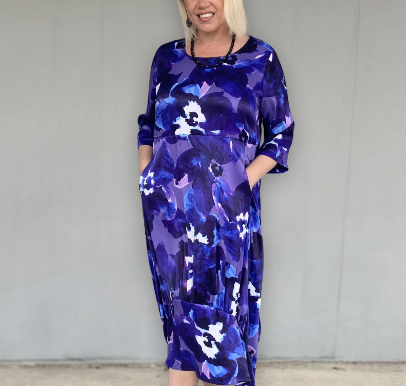 Dusk Dress in Purple & Black  Blue Lagoon Dress in Violet Print