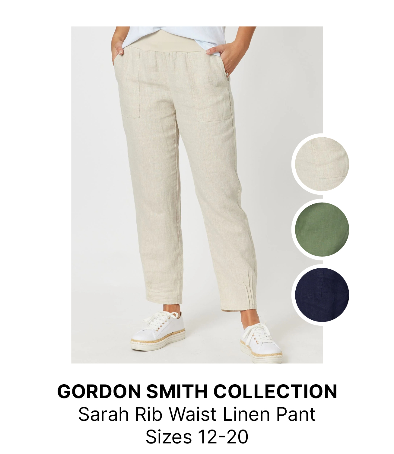 Gordon Smith Collection - 19393 Sarah Rib Waist Linen Pant