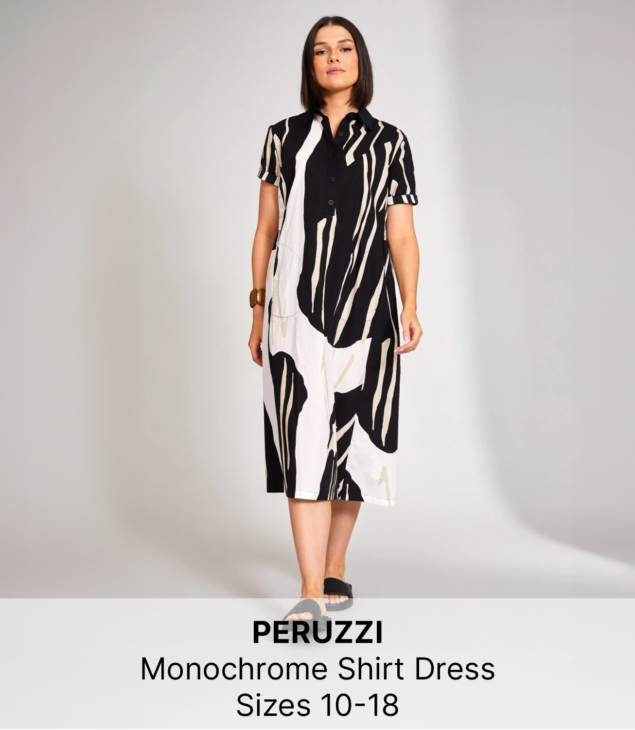 Peruzzi - S24101 Monochrome Shirt Dress