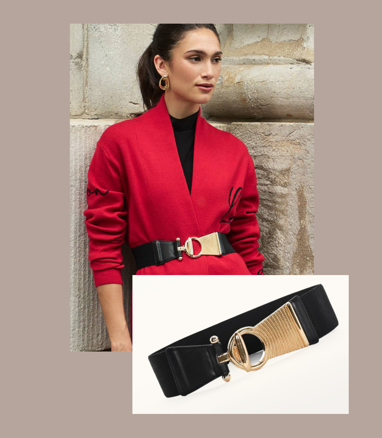 NEW! Gold Buckle Elasticated Belt