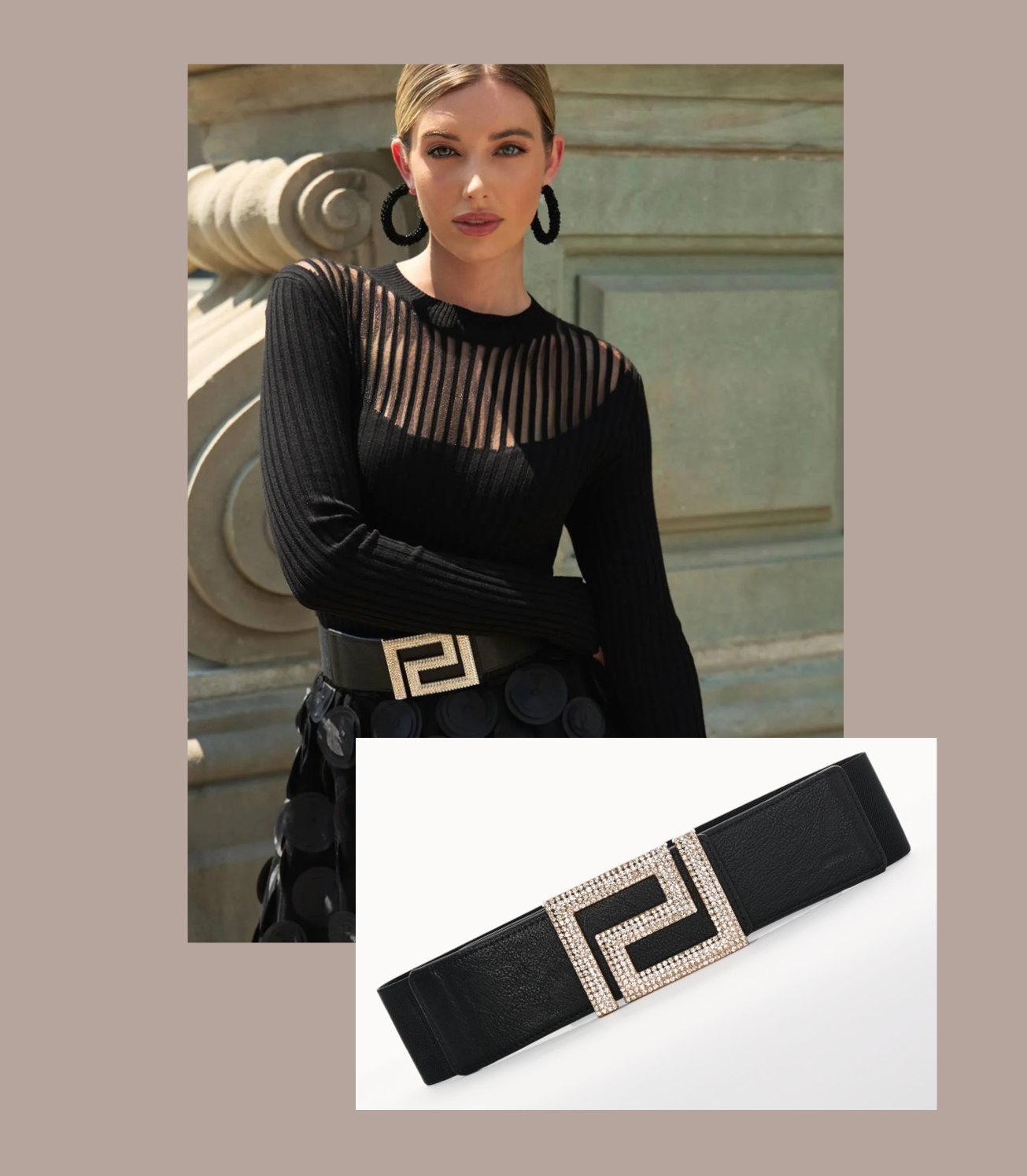 NEW! Diamante Buckle Elasticated Belt